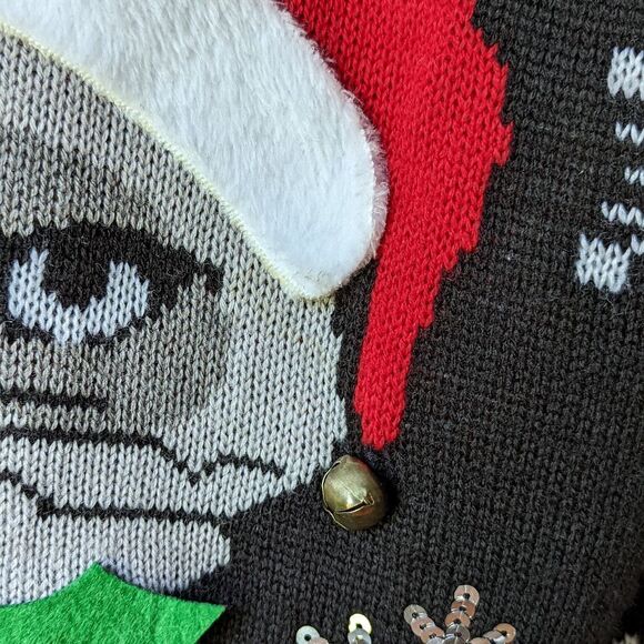 UGLY CHRISTMAS SWEATER | UGLY Grumpy Cat Junior sz M crewneck - Picture 8 of 8